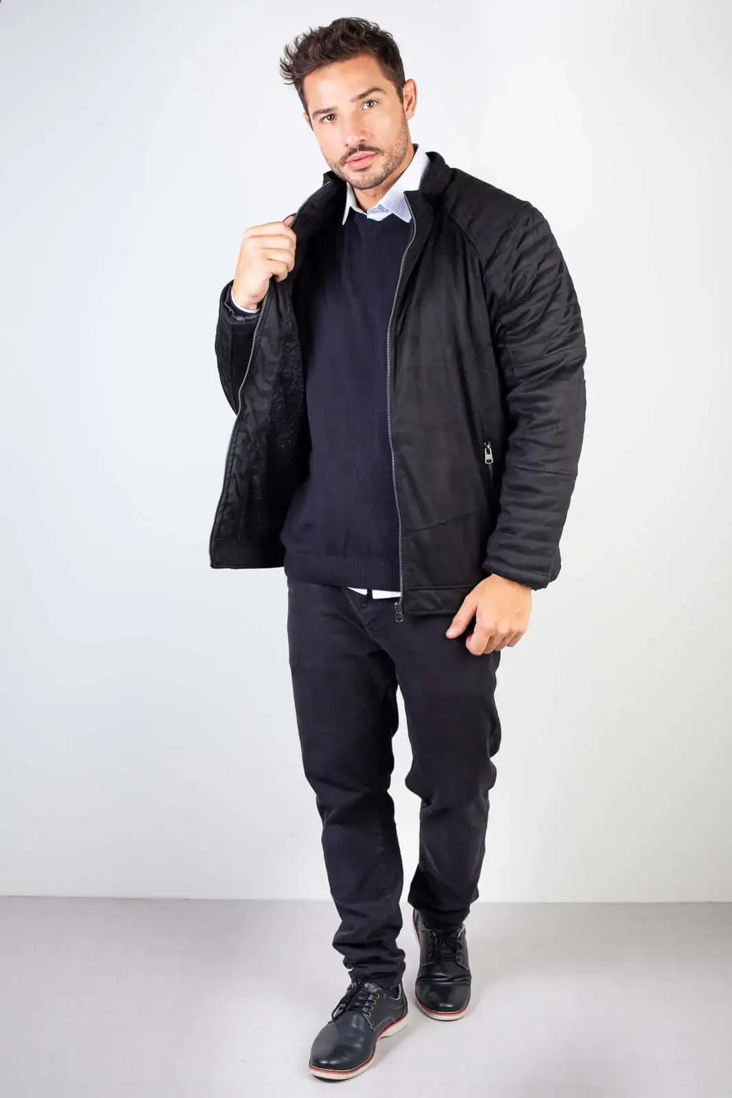 Jaqueta suede masculina forrada 94125 - Enluaze