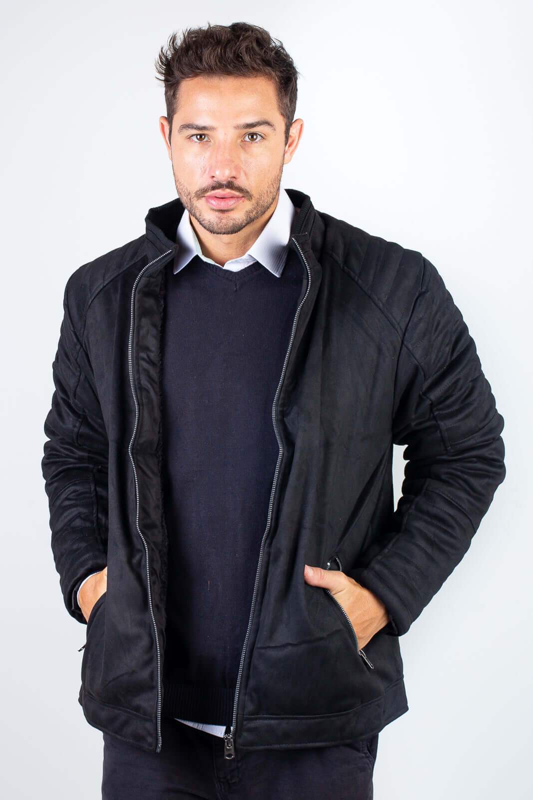 Jaqueta suede masculina forrada 94125 - Enluaze