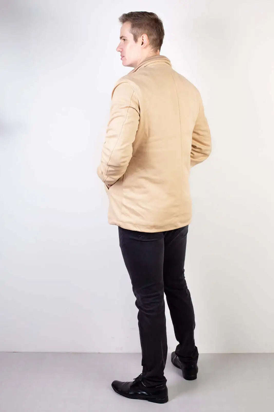 Casaco masculino lã sintética gola removível 94198 - Enluaze