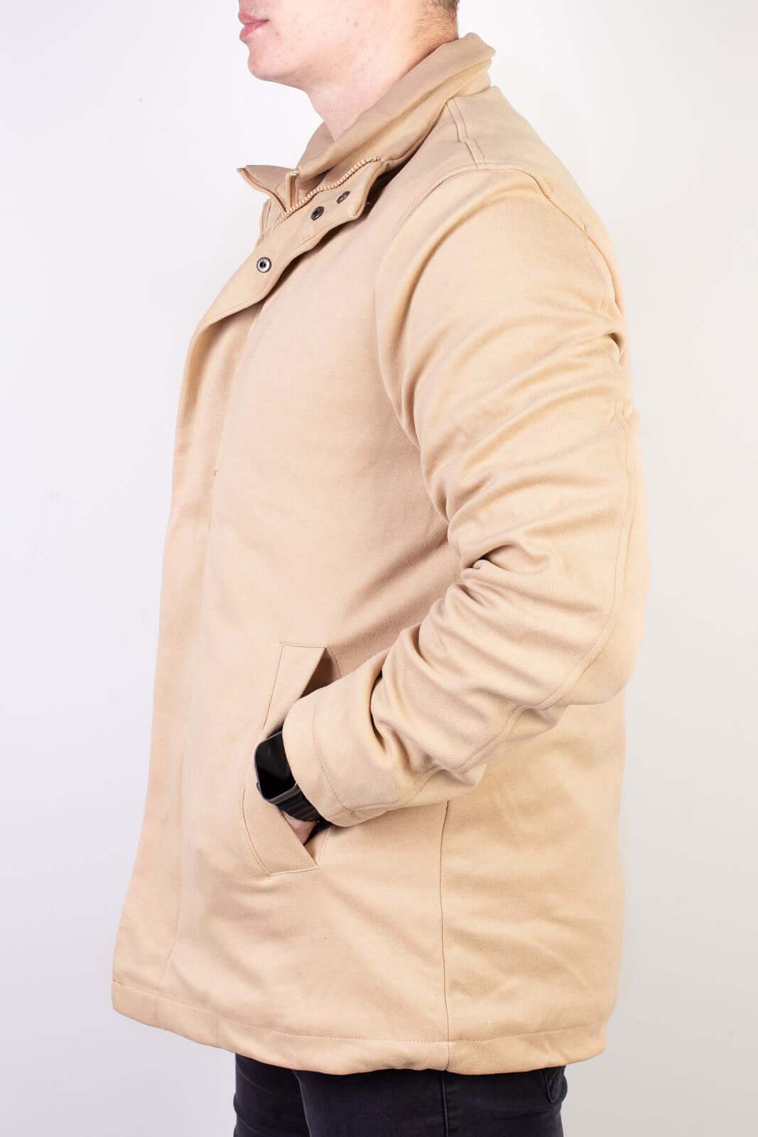 Casaco masculino lã sintética gola removível 94198 - Enluaze