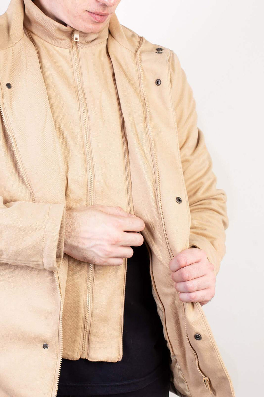 Casaco masculino lã sintética gola removível 94198 - Enluaze