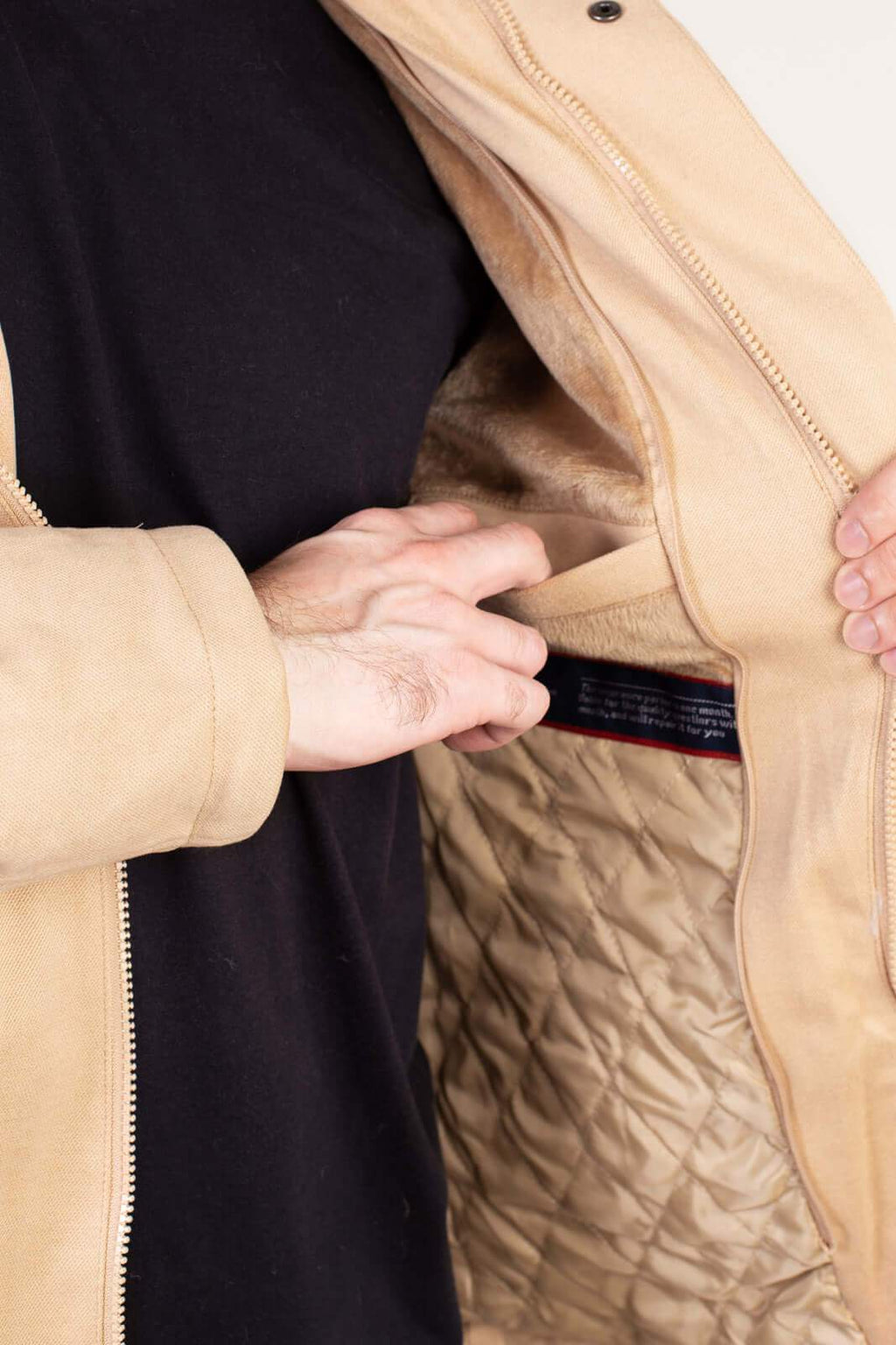 Casaco masculino lã sintética gola removível 94198 - Enluaze