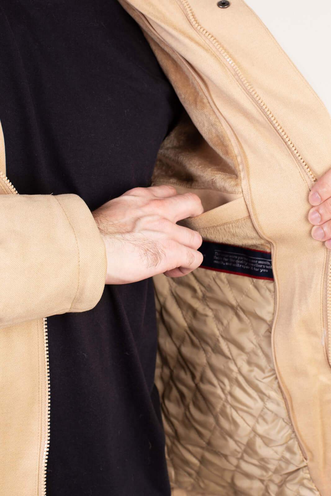 Casaco masculino lã sintética gola removível 94198 - Enluaze