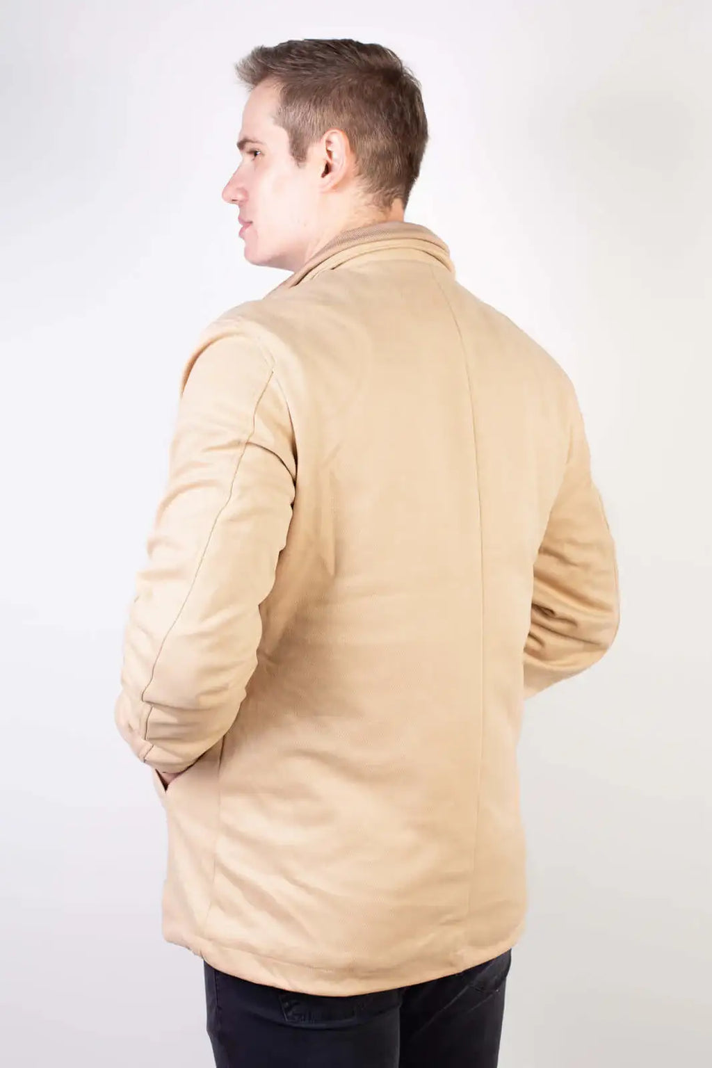 Casaco masculino lã sintética gola removível 94198 - Enluaze