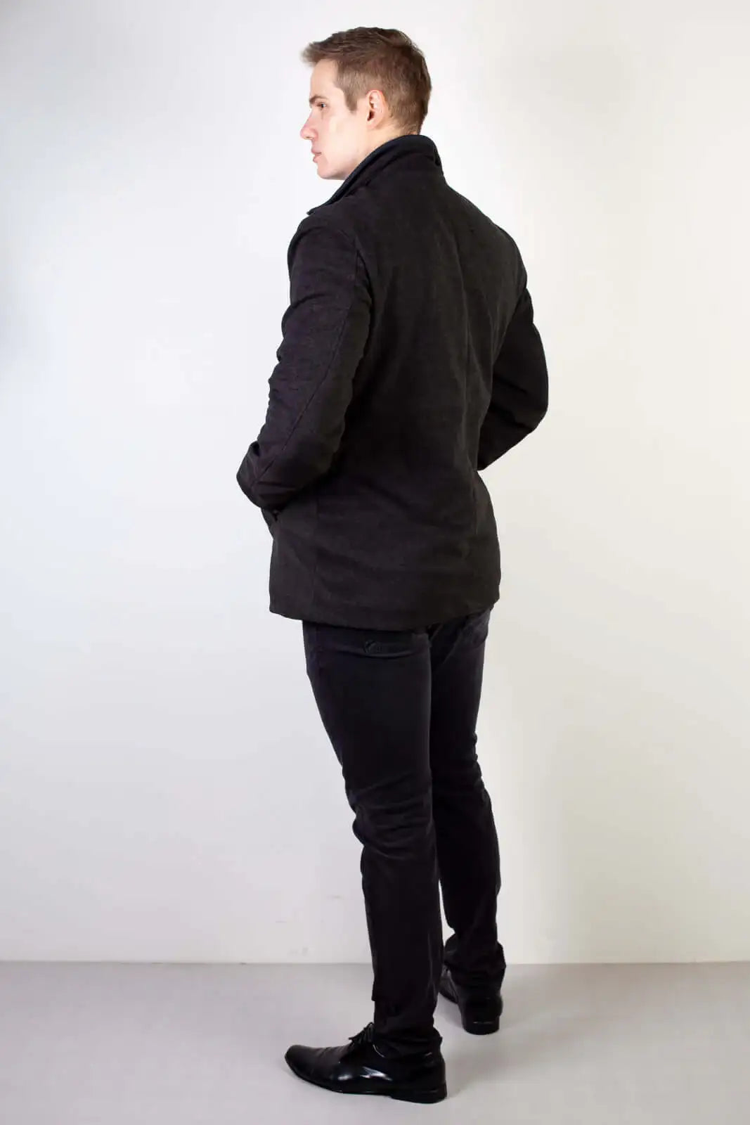 Casaco masculino lã sintética gola removível 94198 - Enluaze