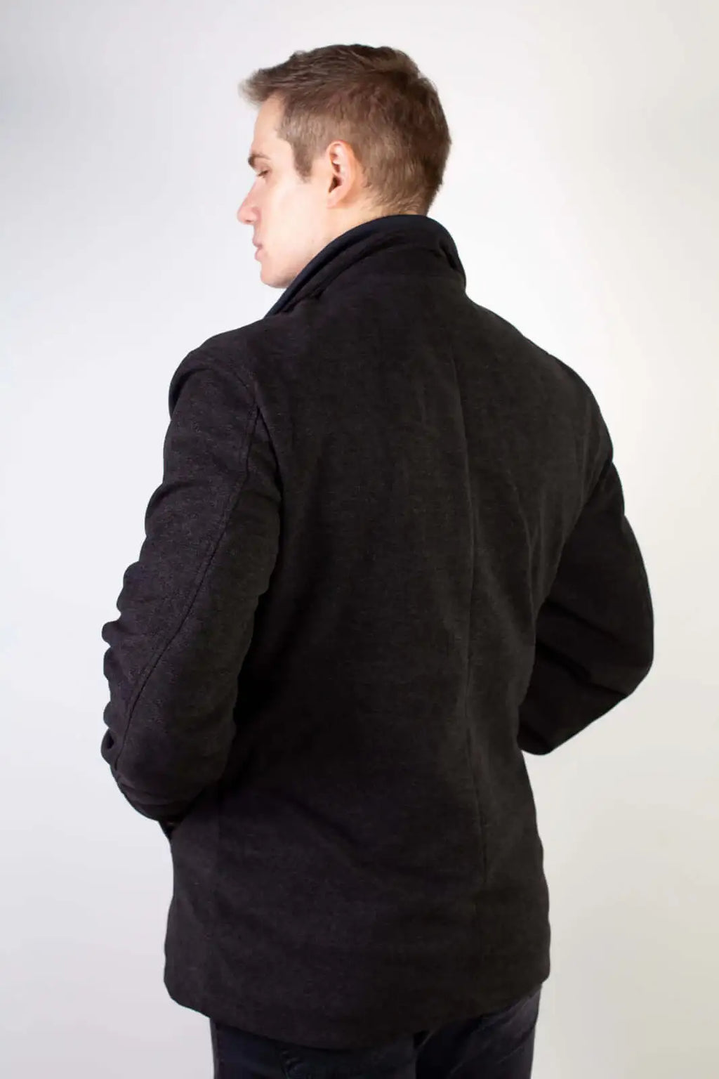 Casaco masculino lã sintética gola removível 94198 - Enluaze