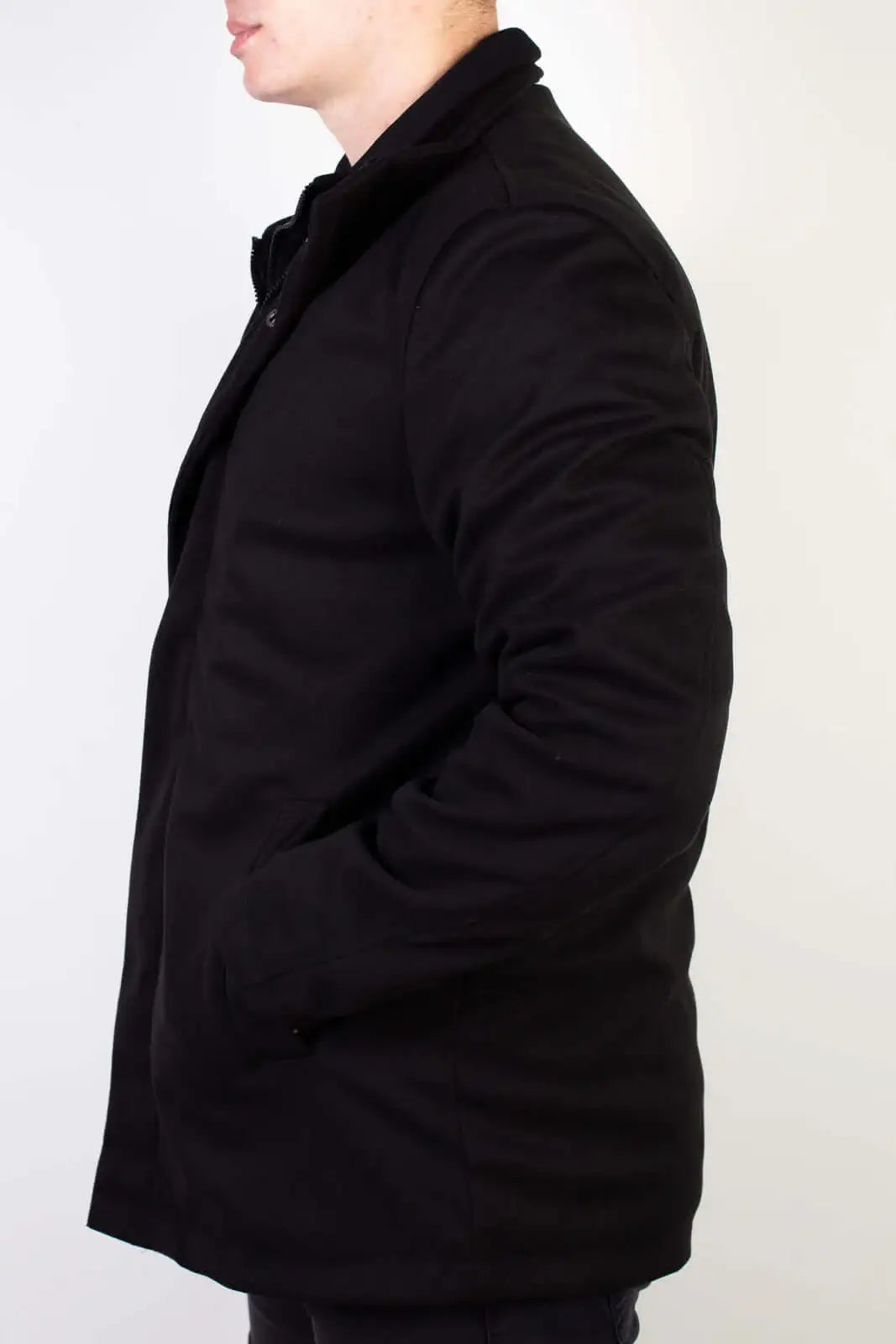 Casaco masculino lã sintética gola removível 94198 - Enluaze