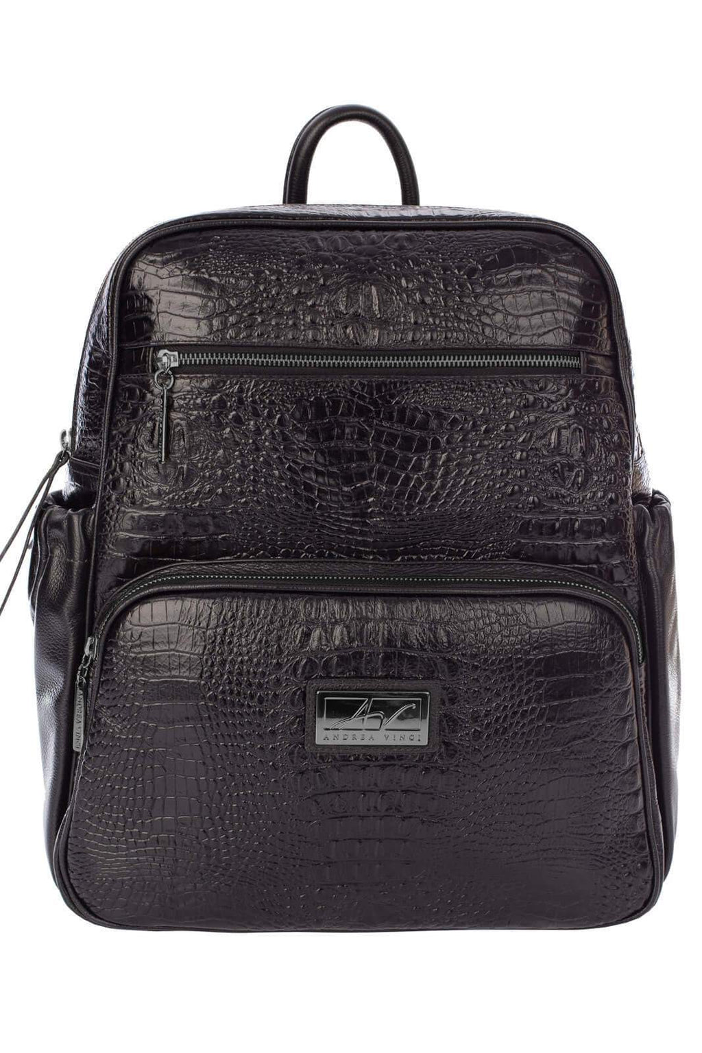 Mochila grande de couro croco metais grafite Zooey - Enluaze
