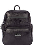 Mochila grande de couro croco metais grafite Zooey - Enluaze