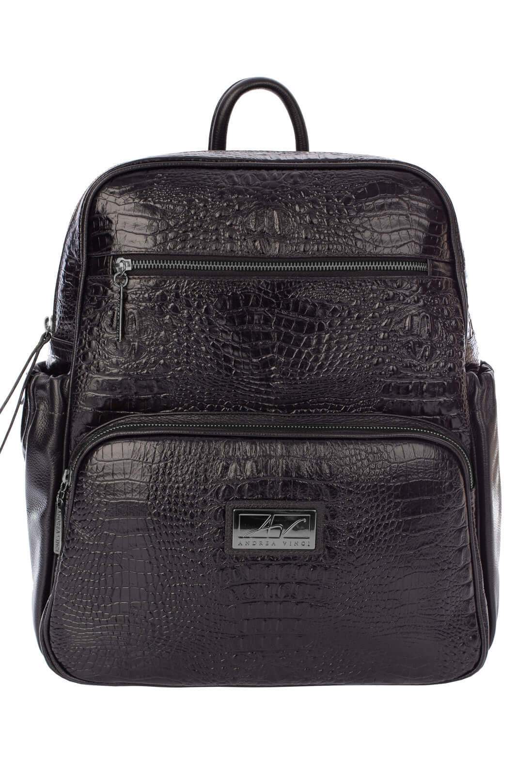 Mochila grande de couro croco metais grafite Zooey - Enluaze