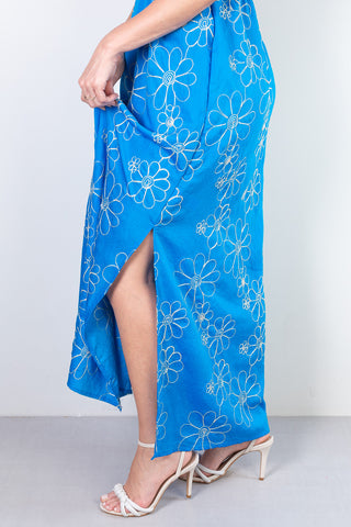 Vestido longo feminino alcinha bordado 51108