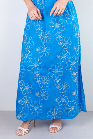 Vestido longo feminino alcinha bordado 51108