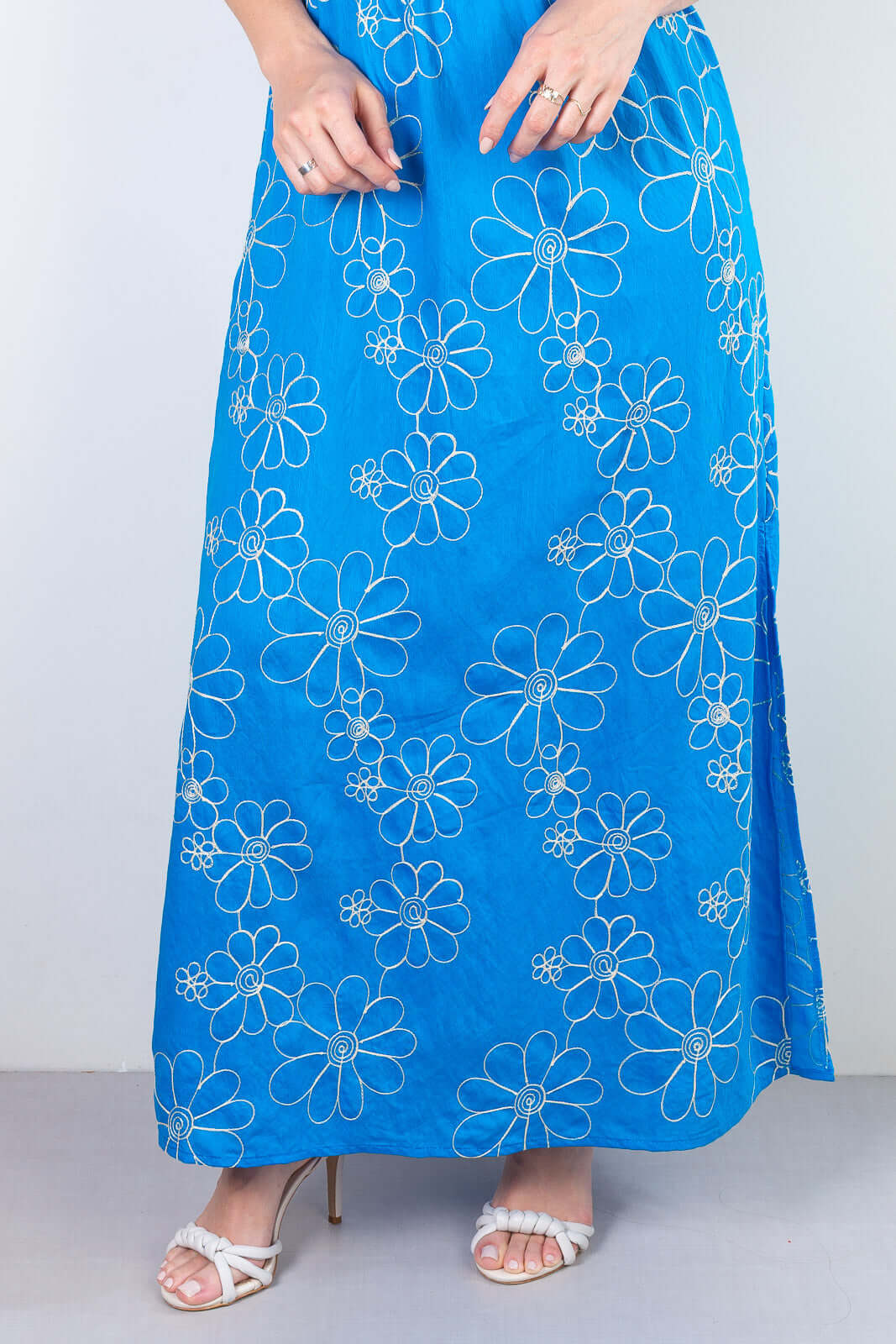 Vestido longo feminino alcinha bordado 51108 - Enluaze