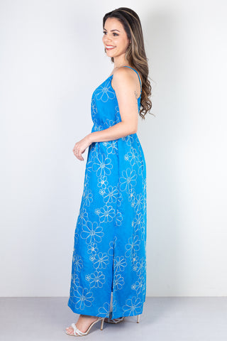 Vestido longo feminino alcinha bordado 51108