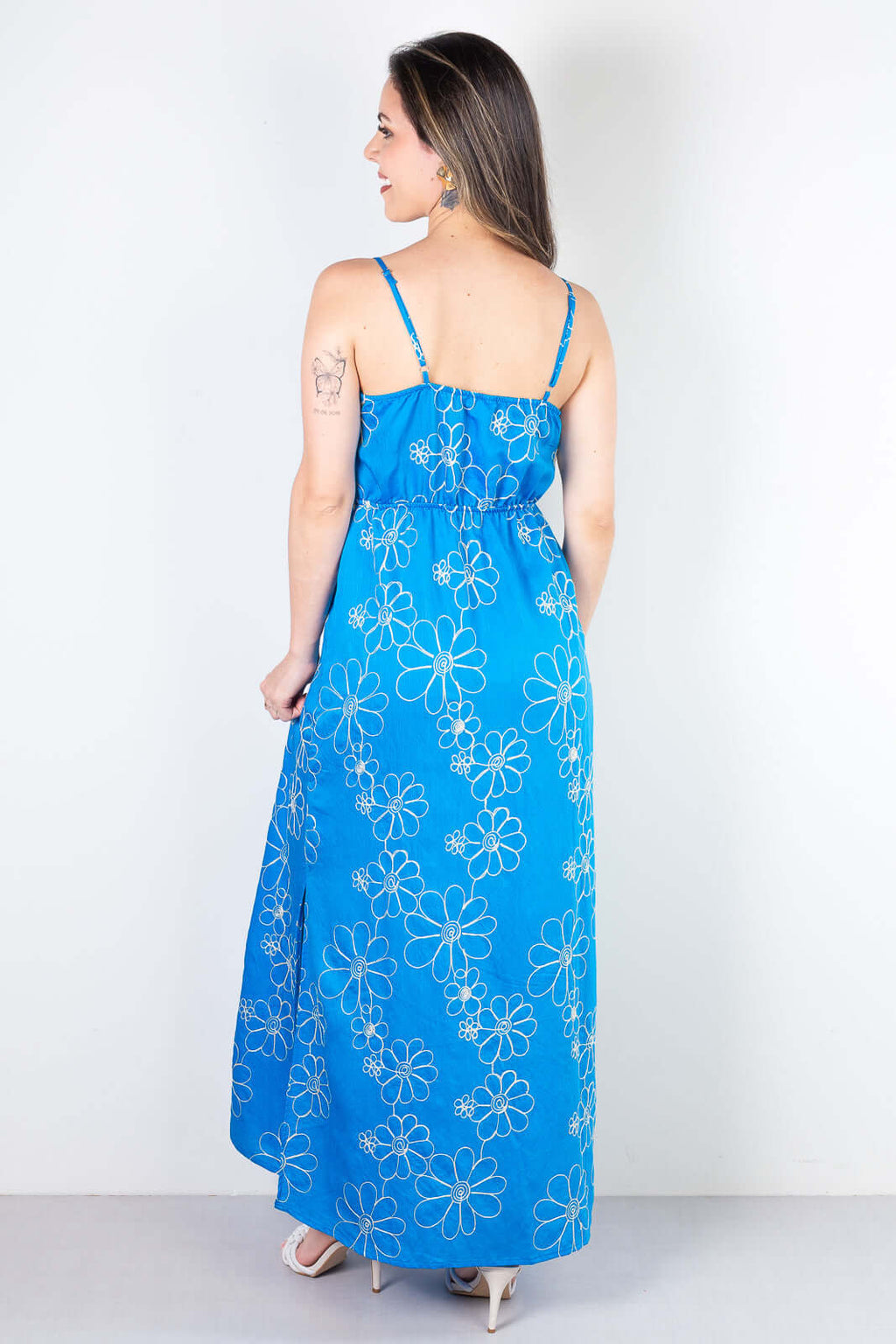 Vestido longo feminino alcinha bordado 51108 - Enluaze