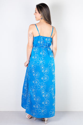 Vestido longo feminino alcinha bordado 51108