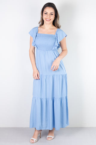 Vestido feminino longo viscose slub lastex 51683