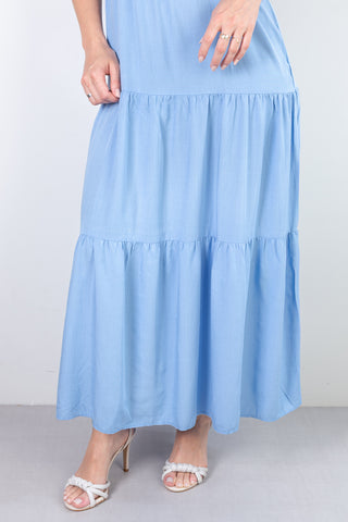 Vestido feminino longo viscose slub lastex 51683