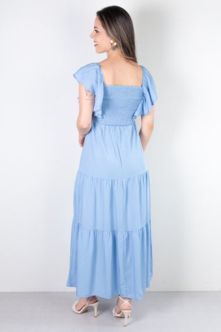 Vestido feminino longo viscose slub lastex 51683