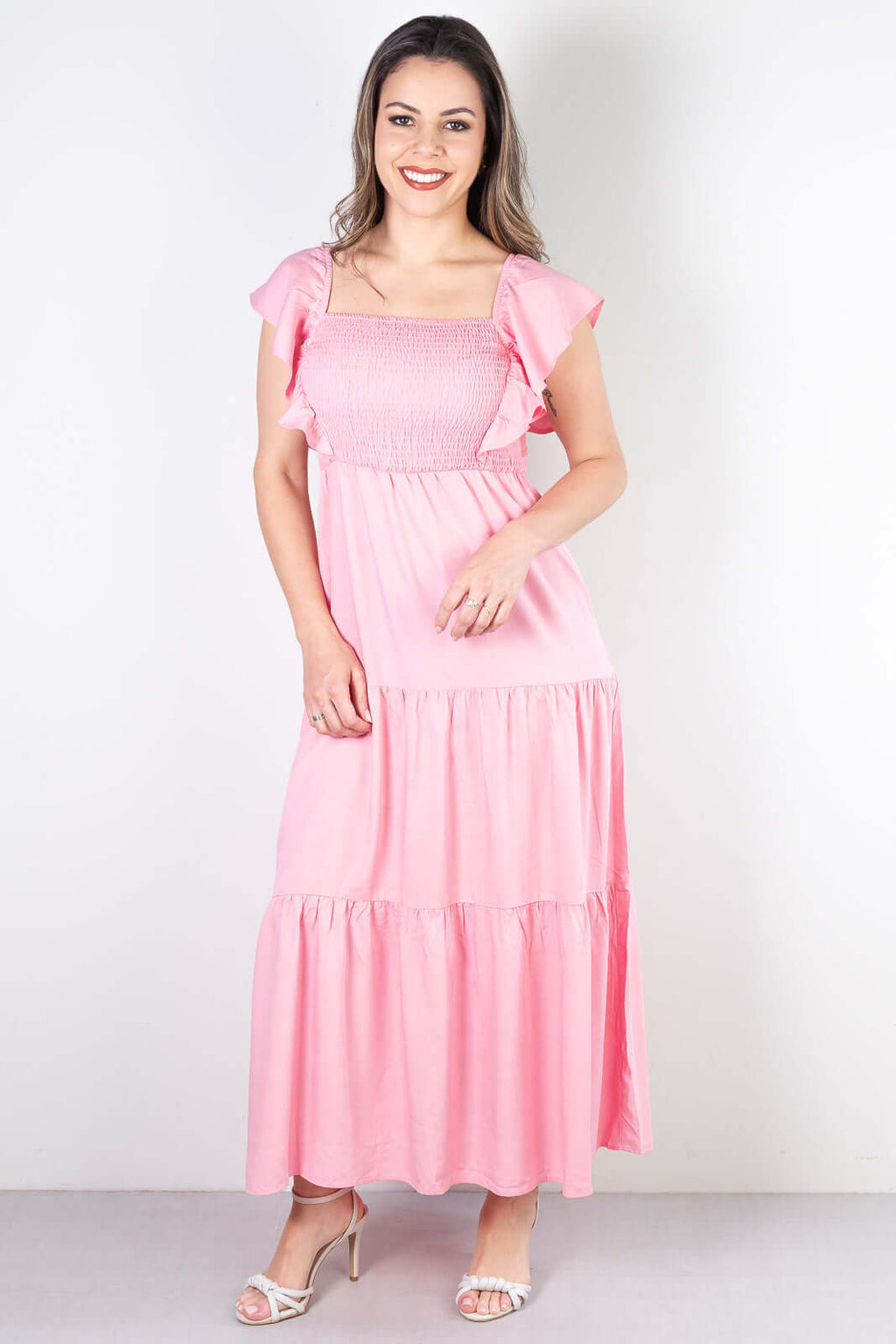 Vestido feminino longo viscose slub lastex 51683 - Enluaze