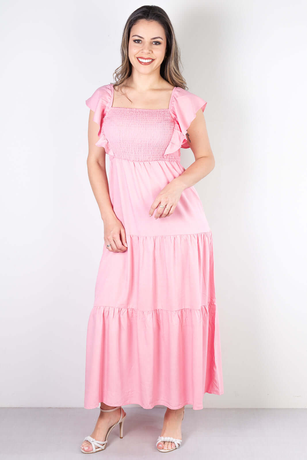 Vestido feminino longo viscose slub lastex 51683 - Enluaze