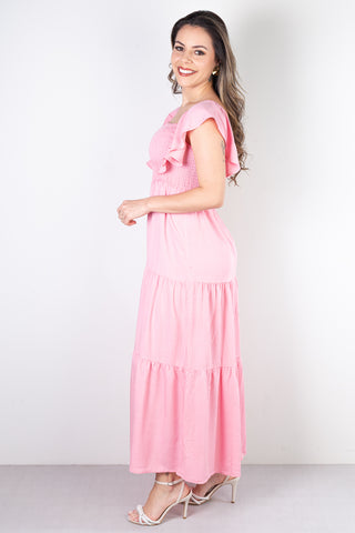 Vestido feminino longo viscose slub lastex 51683