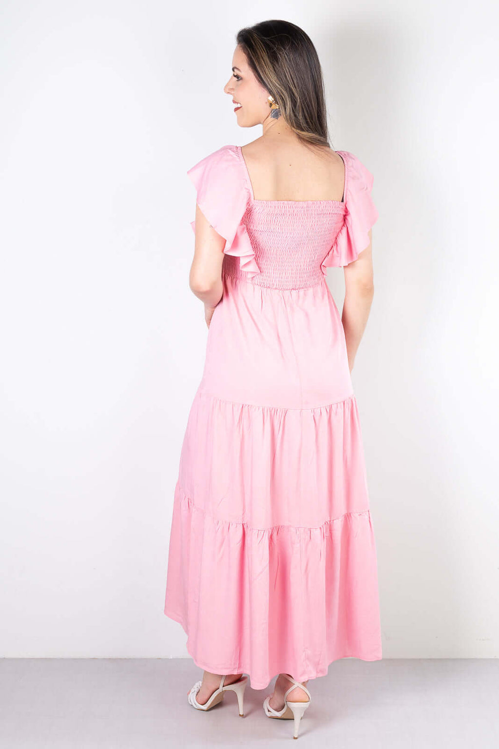 Vestido feminino longo viscose slub lastex 51683 - Enluaze