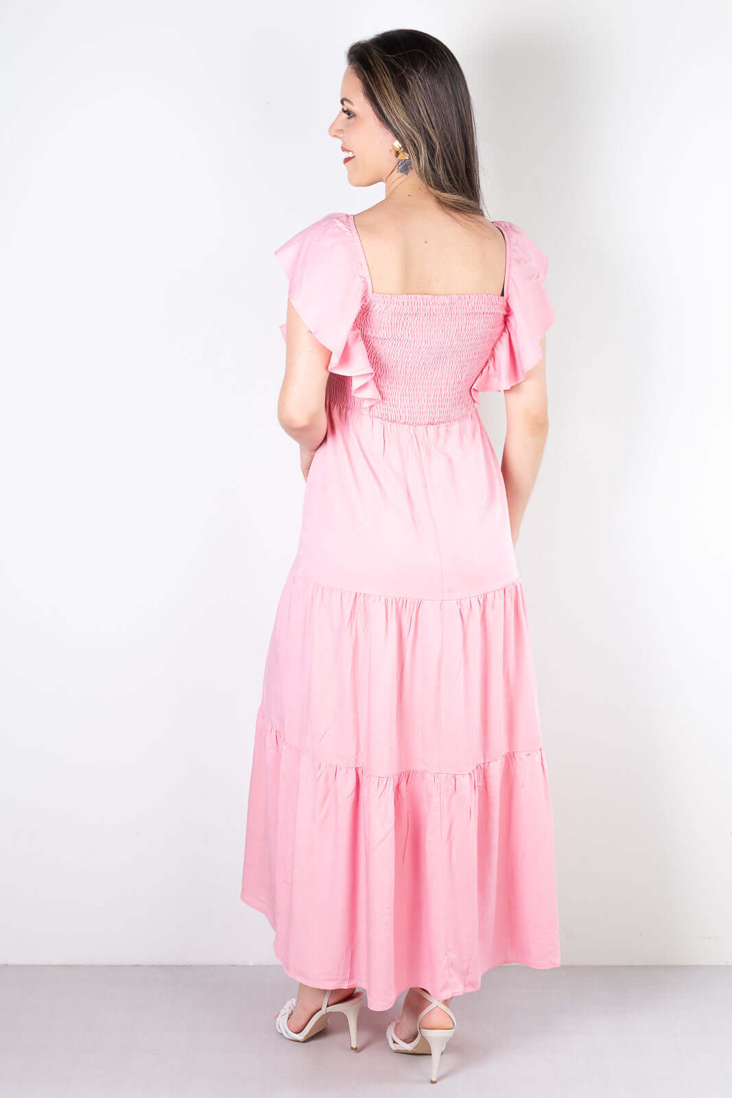 Vestido feminino longo viscose slub lastex 51683 - Enluaze