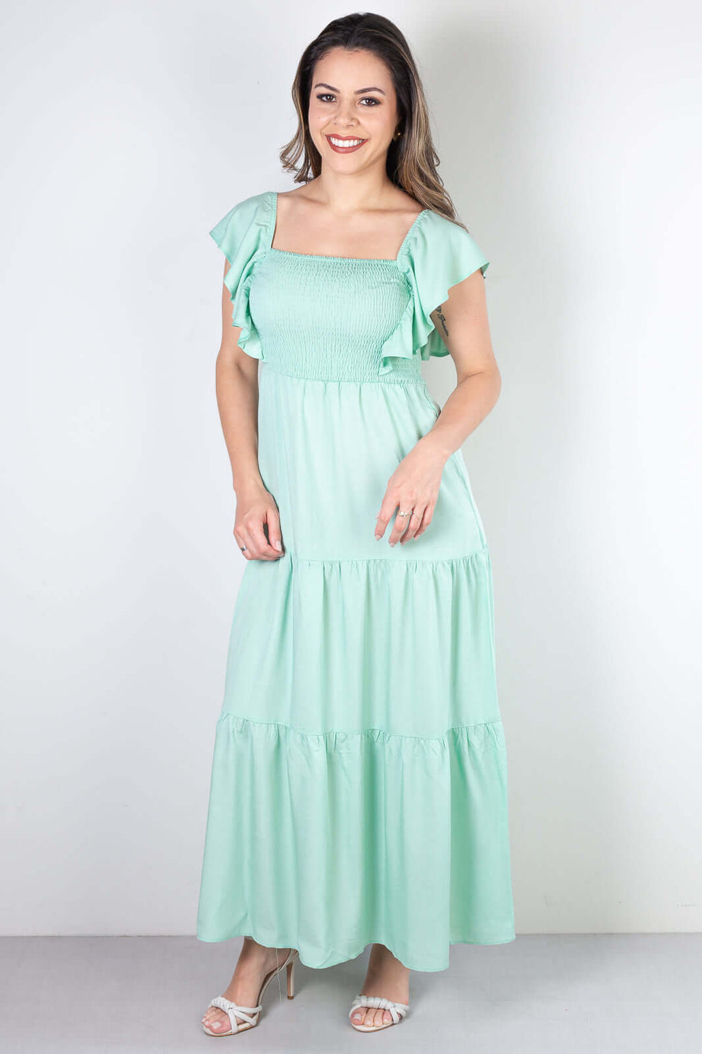 Vestido feminino longo viscose slub lastex 51683 - Enluaze