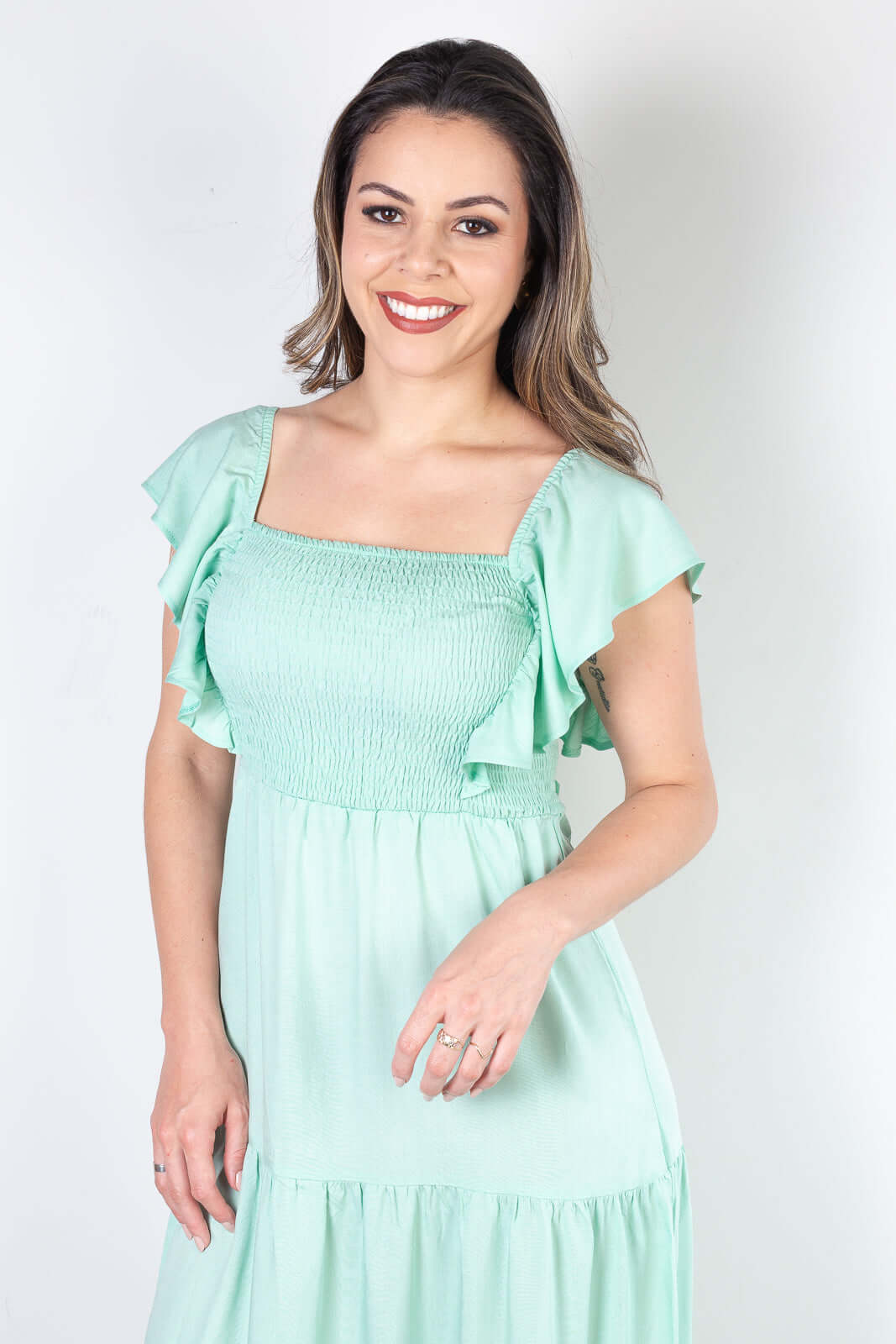 Vestido feminino longo viscose slub lastex 51683 - Enluaze