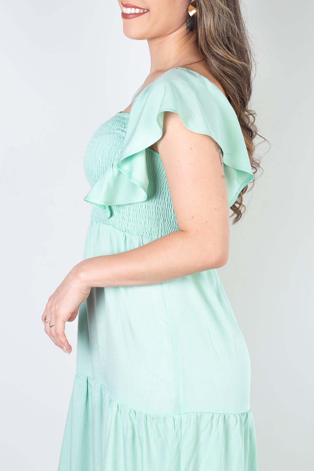 Vestido feminino longo viscose slub lastex 51683 - Enluaze