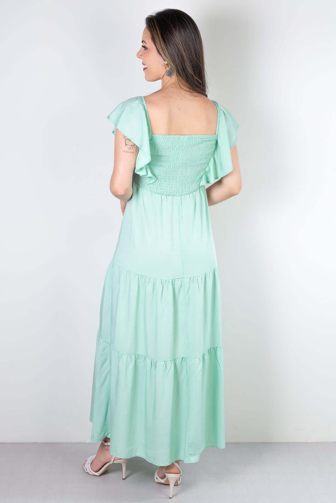 Vestido feminino longo viscose slub lastex 51683 - Enluaze