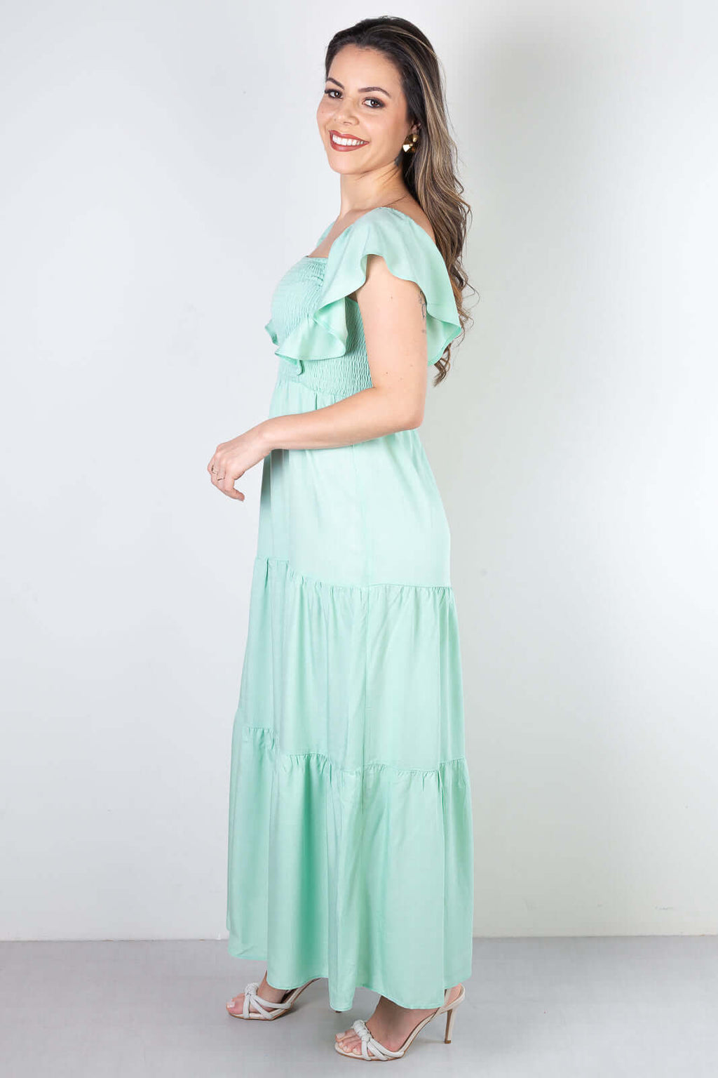 Vestido feminino longo viscose slub lastex 51683 - Enluaze