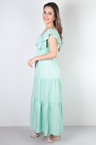 Vestido feminino longo viscose slub lastex 51683