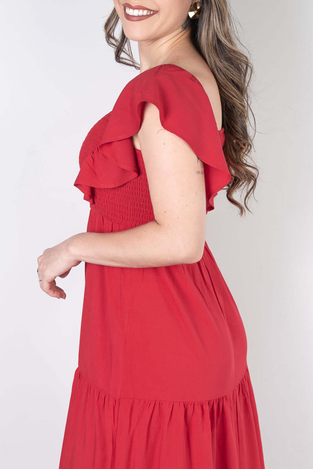 Vestido feminino longo viscose slub lastex 51683 - Enluaze