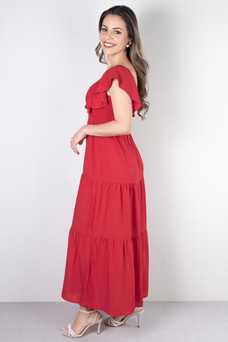 Vestido feminino longo viscose slub lastex 51683