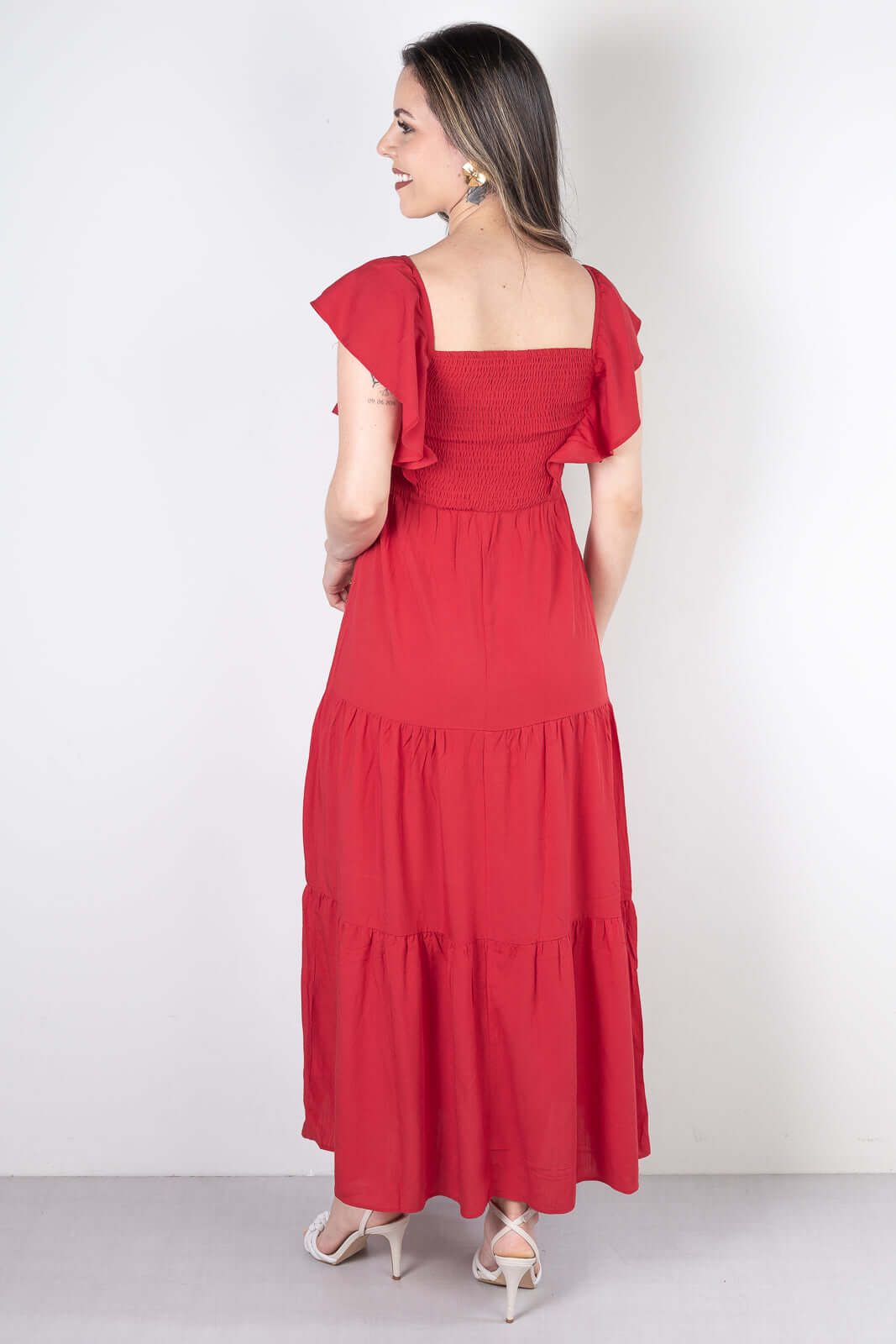 Vestido feminino longo viscose slub lastex 51683 - Enluaze