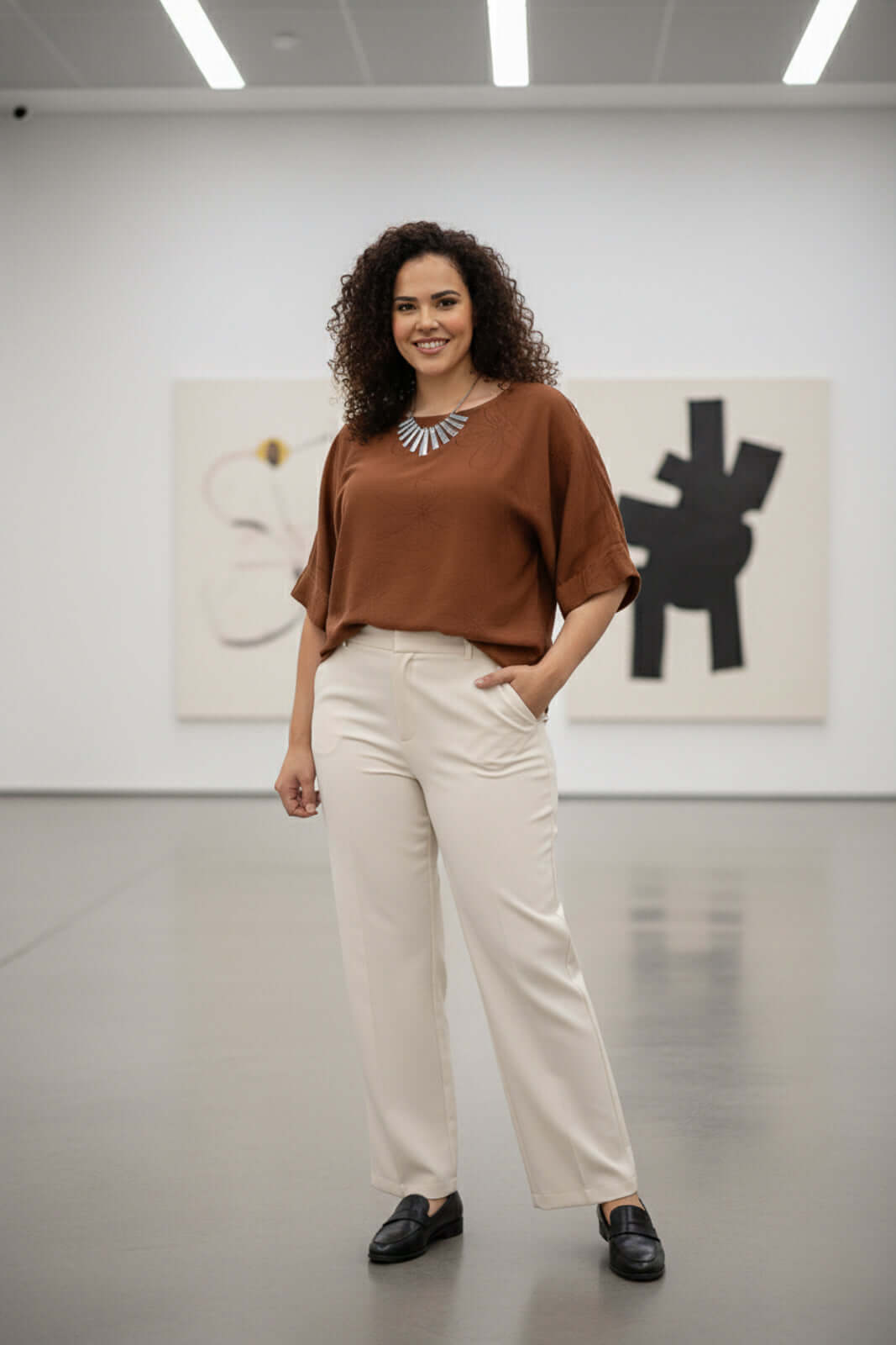 Blusa feminina manga 7/8 bordada 51111 - Enluaze