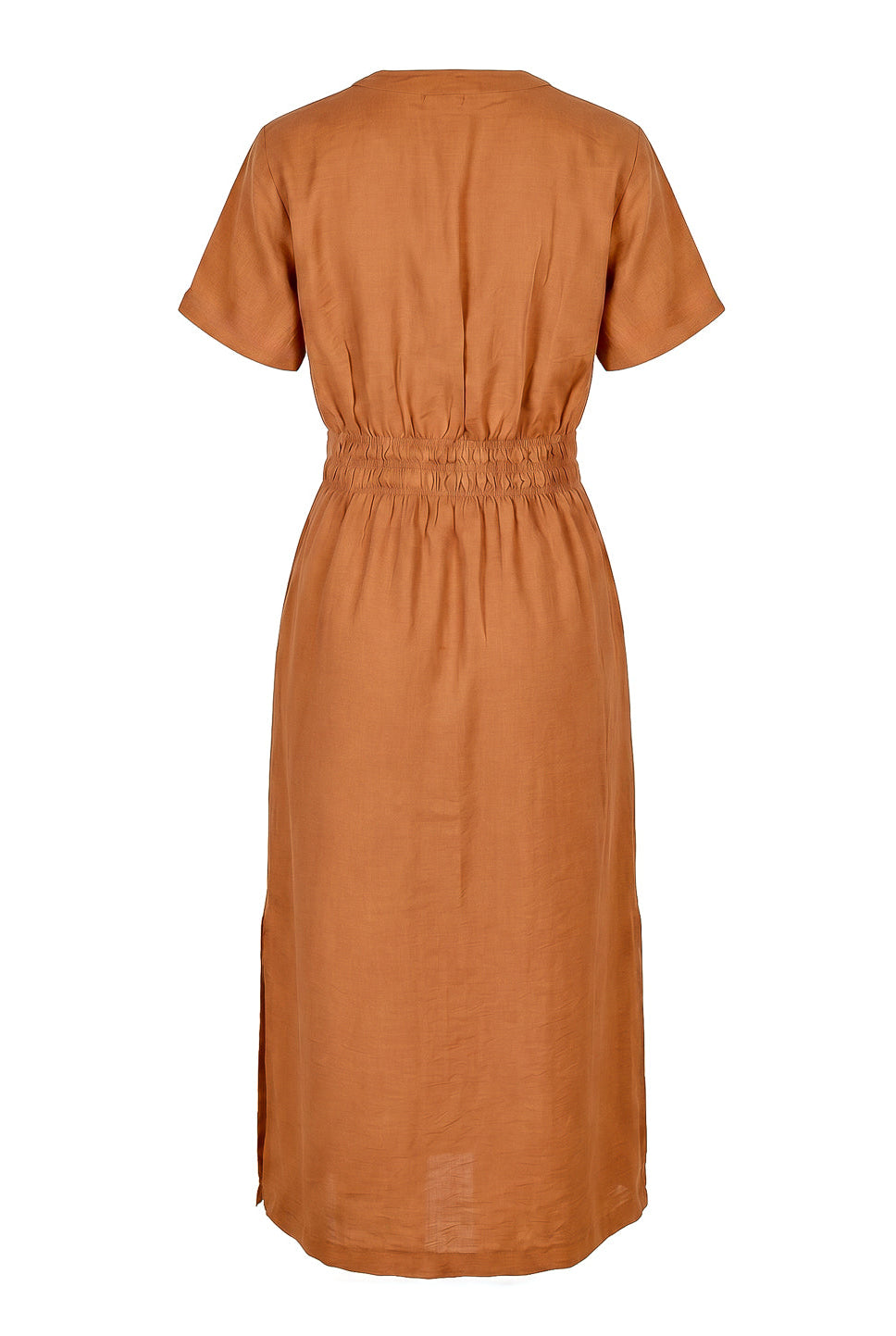 Vestido midi manga curta botões e elástico 51133