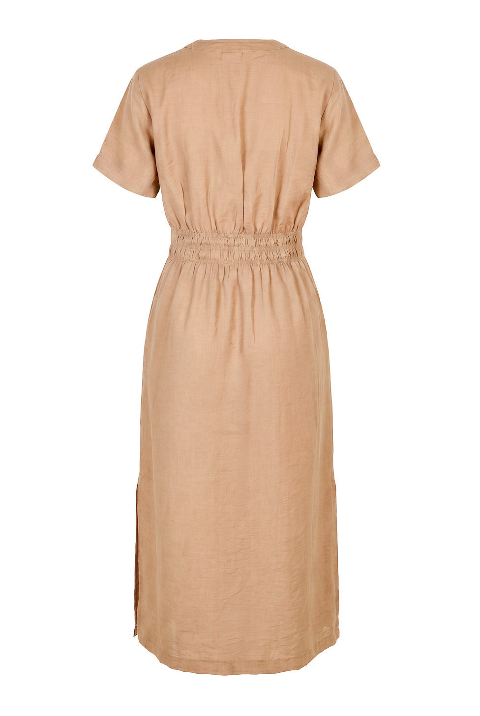 Vestido midi manga curta botões e elástico 51133