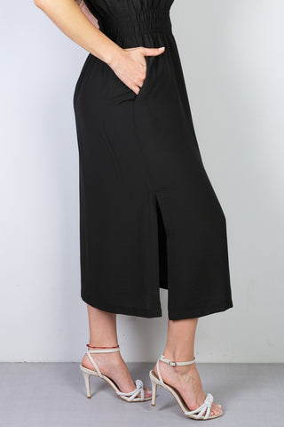 Vestido midi manga curta botões e elástico 51133