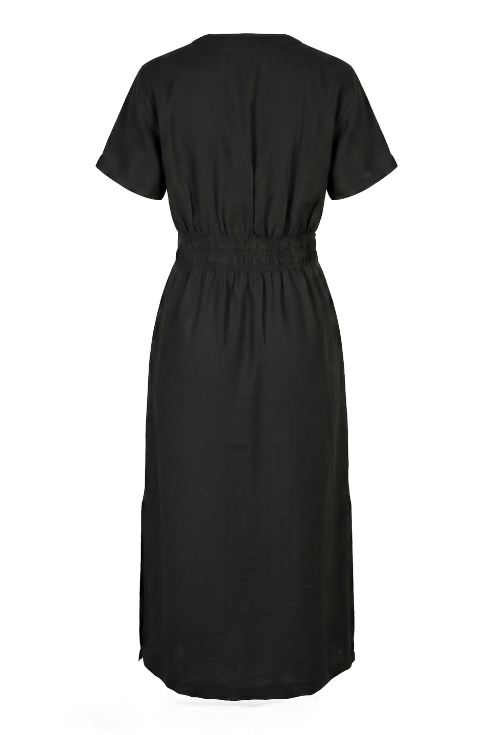 Vestido midi manga curta botões e elástico 51133