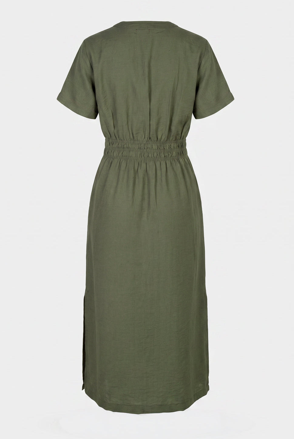 Vestido midi manga curta botões e elástico 51133