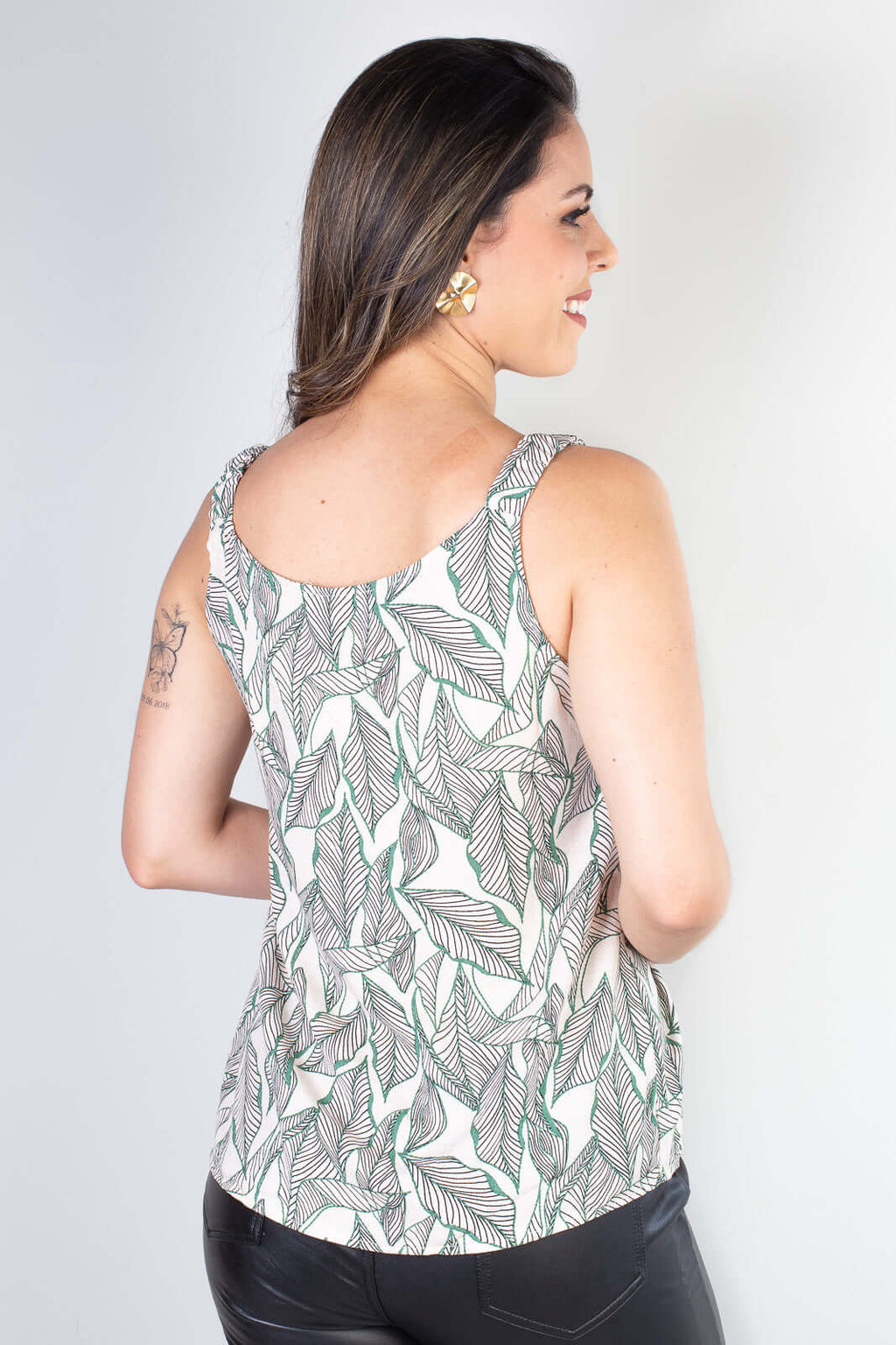 Blusa feminina regata botões 51144 - Enluaze