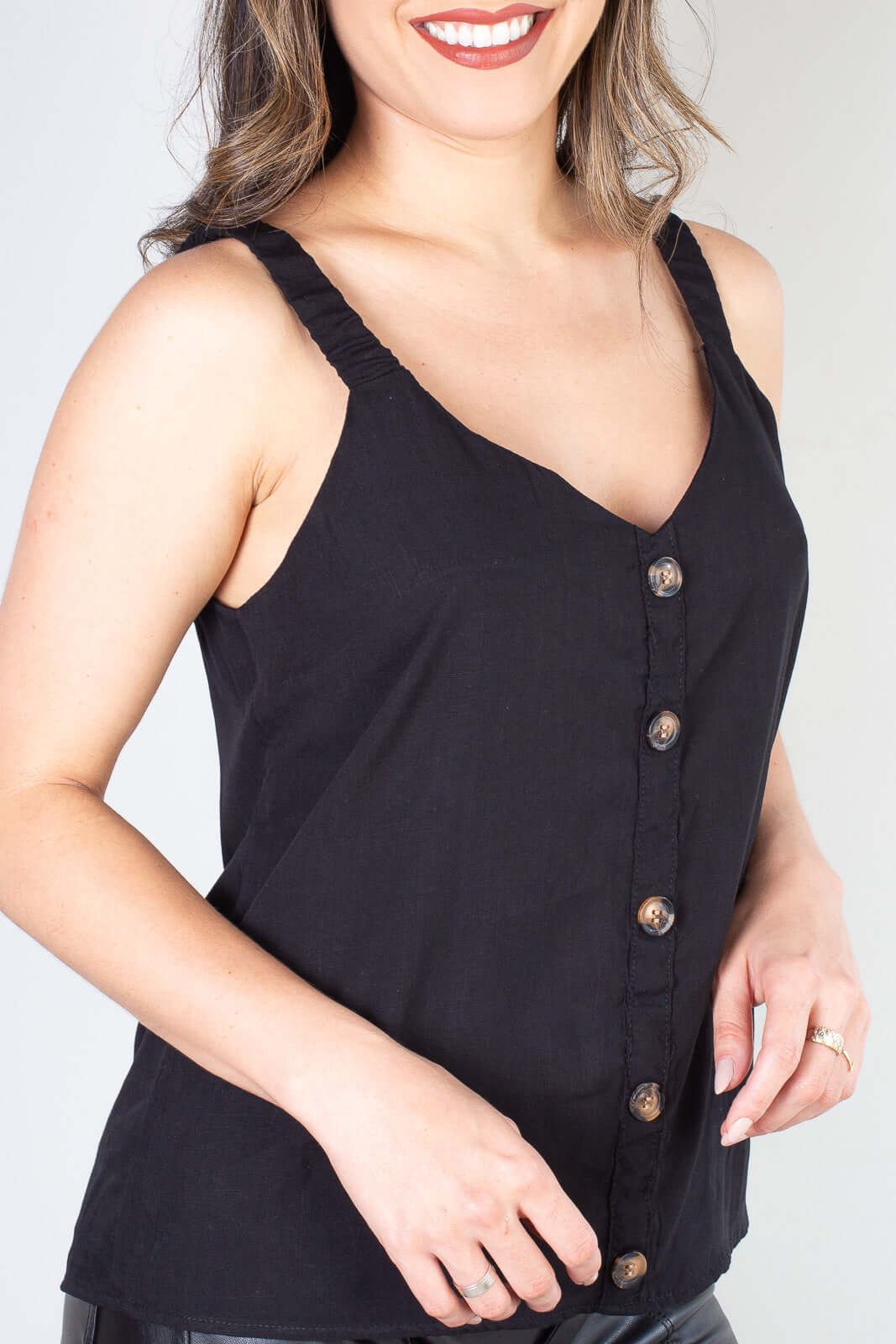 Blusa feminina regata botões 51144 - Enluaze