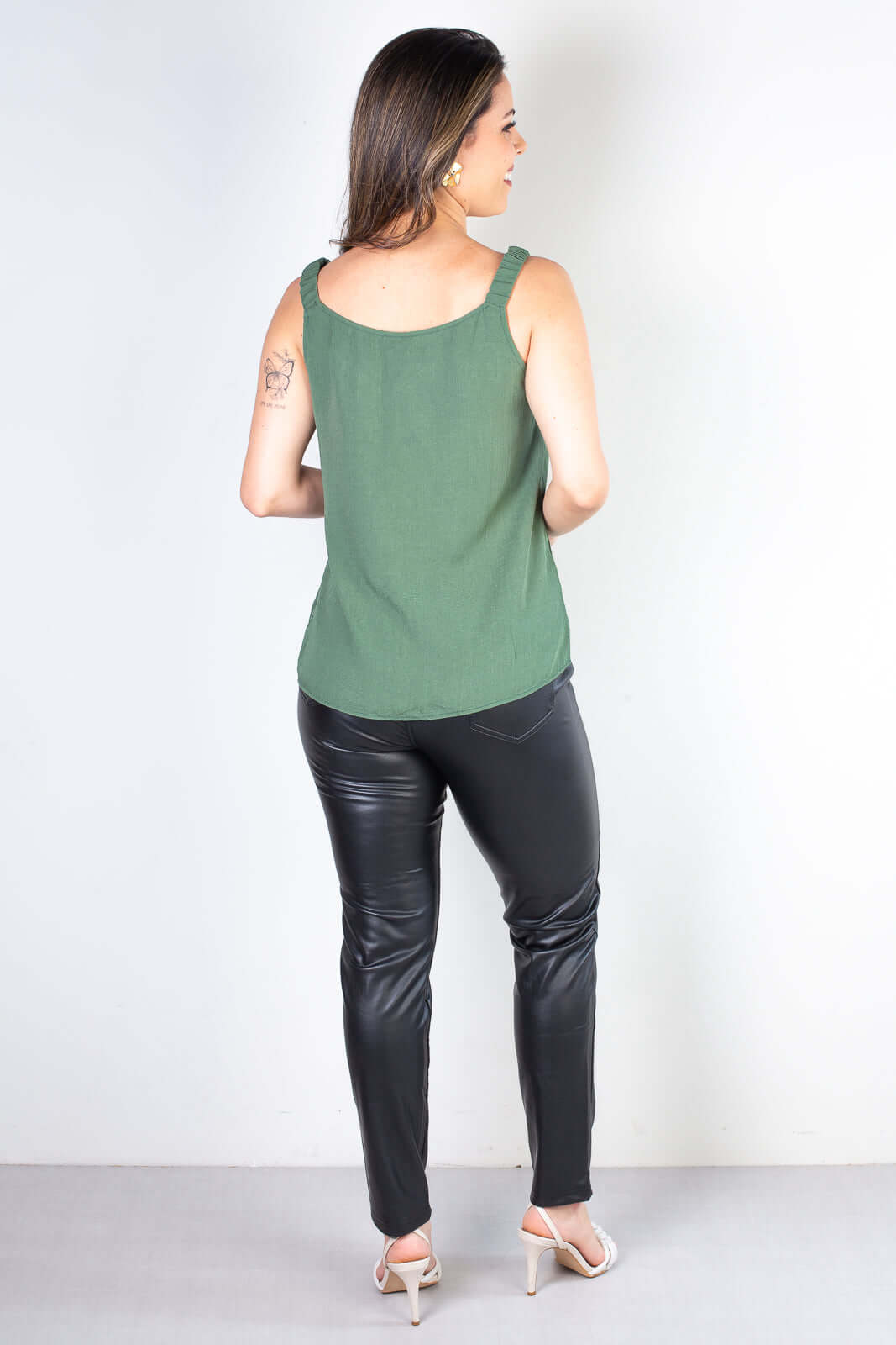 Blusa feminina regata botões 51144 - Enluaze