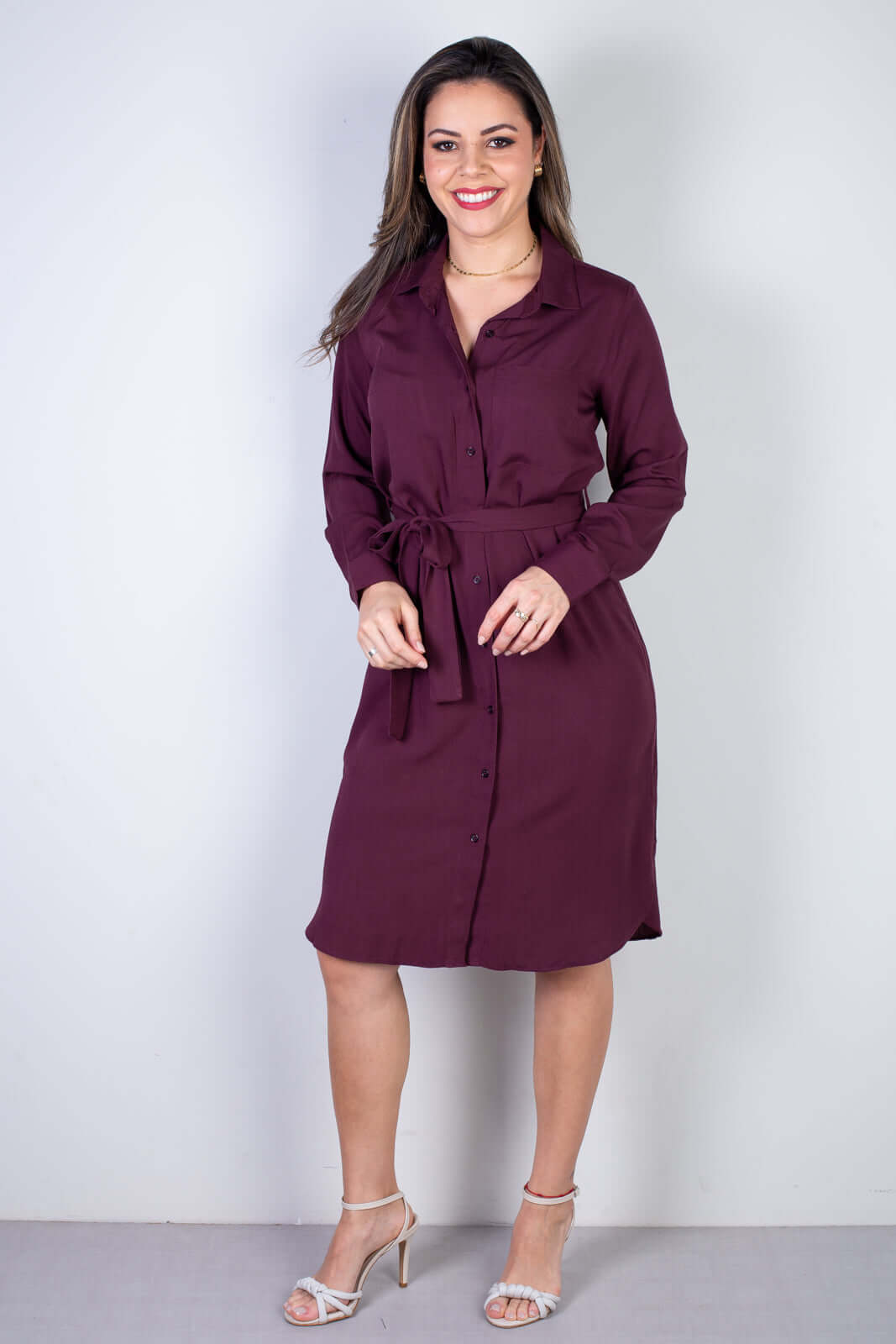 Vestido chemise manga longa 51313 - Enluaze