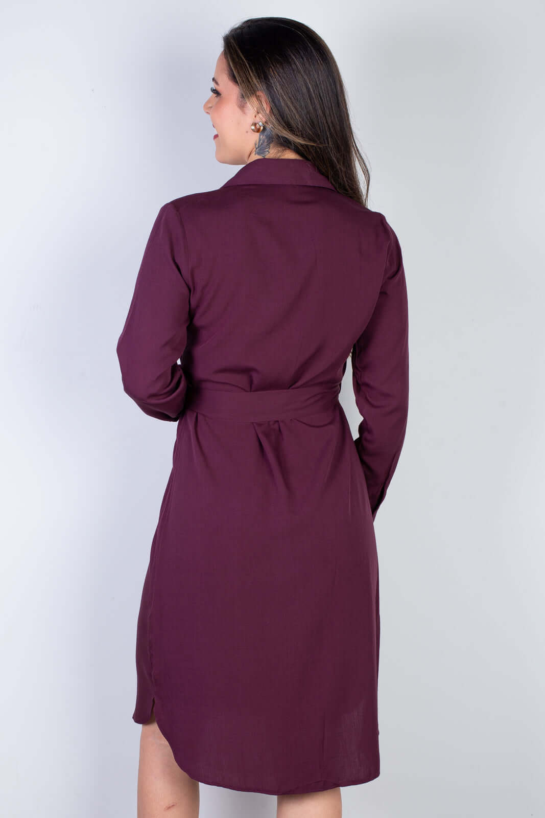 Vestido chemise manga longa 51313 - Enluaze