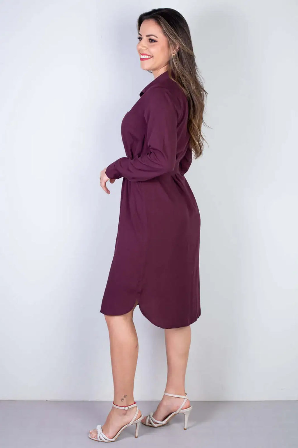 Vestido chemise manga longa 51313 - Enluaze