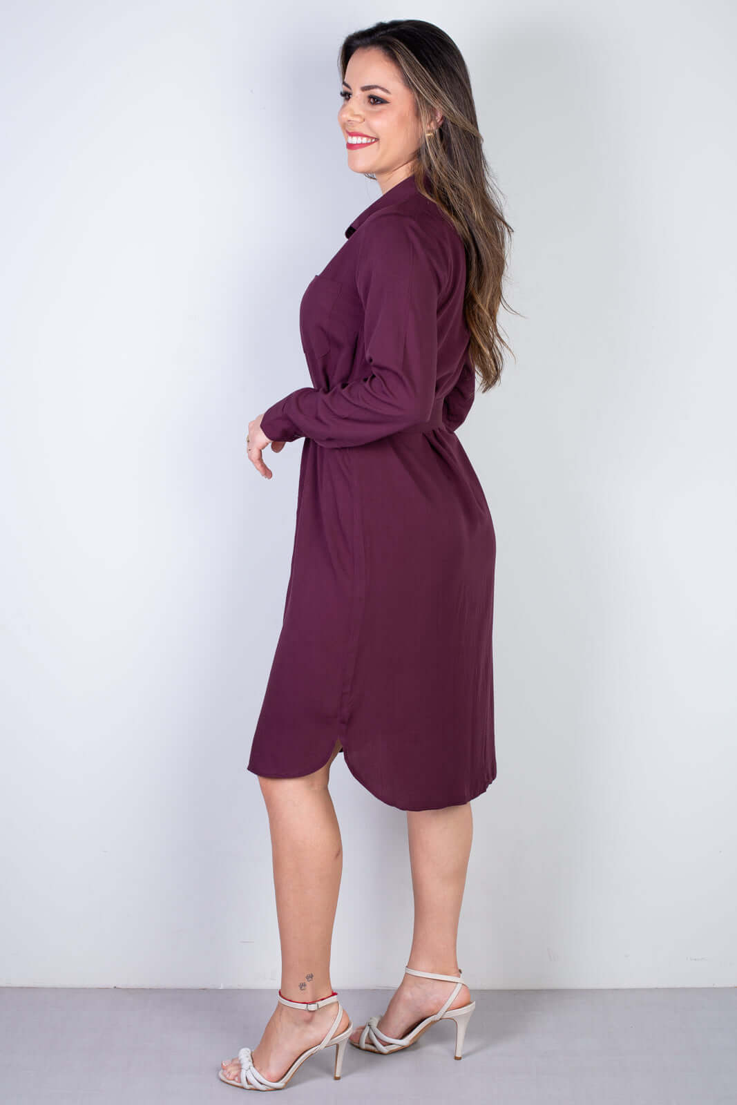 Vestido chemise manga longa 51313 - Enluaze